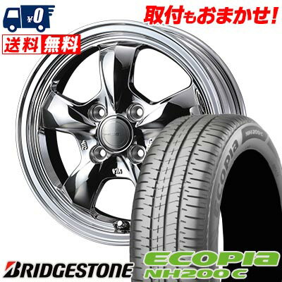 165/55R14 72V BRIDGESTONE ECOPIA NH200C Gyraft 5S サマータイヤホイール4本セット 【取付対象】
