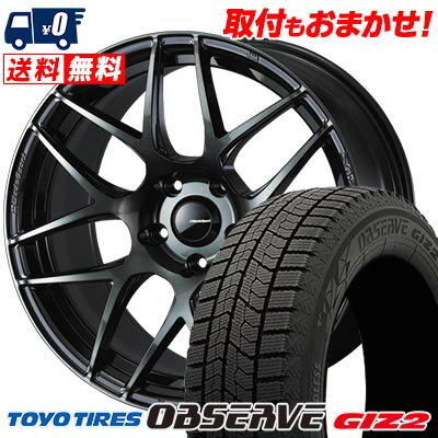 215/45R18 89Q TOYO TIRES OBSERVE GARIT GIZ2 WedsSport SA-27R スタッドレスタイヤホイール4本セット 【取付対象】