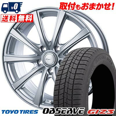 215/65R16 98Q TOYO TIRES OBSERVE GIZ3 AZ sports NR-10 スタッドレスタイヤホイール4本セット 【取付対象】