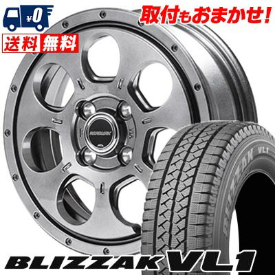 145R12 8PR BRIDGESTONE BLIZZAK VL-1 MUD AGENT スタッドレスタイヤホイール4本セット 【取付対象】