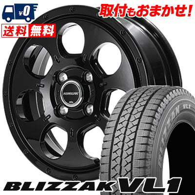 145R12 8PR BRIDGESTONE BLIZZAK VL-1 MUD AGENT スタッドレスタイヤホイール4本セット 【取付対象】