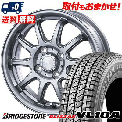 145/80R13 88/86N BRIDGESTONE BLIZZAK VL10A AZ sports RC-10 スタッドレスタイヤホイール4本セット 【取付対象】