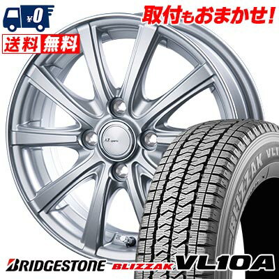 145/80R13 88/86N BRIDGESTONE BLIZZAK VL10A AZ sports NR-10 スタッドレスタイヤホイール4本セット 【取付対象】