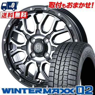 155/70R12 73Q DUNLOP WINTER MAXX 02 WM02 MUD BAHN XR-800M スタッドレスタイヤホイール4本セット 【取付対象】