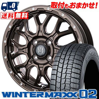 165/60R15 77Q DUNLOP WINTER MAXX 02 WM02 MUD BAHN XR-800M スタッドレスタイヤホイール4本セット 【取付対象】