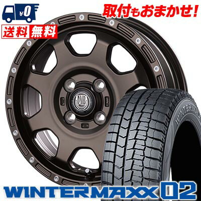 145/80R12 74Q DUNLOP WINTER MAXX 02 WM02 MUD BAHN XR-910K スタッドレスタイヤホイール4本セット 【取付対象】