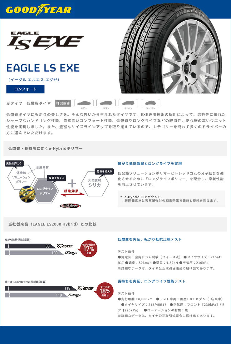 245/45R17 95W Goodyear グッドイヤー LS EXE LS エグゼ CROSS SPEED PREMIUM RS10 クロススピード プレミアム RS10 サマータイヤホイール4本セット