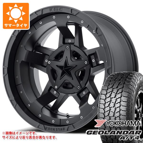 【タイヤ交換対象】ジープ ラングラー JK/JL系用 サマータイヤ ヨコハマ ジオランダー A/T4 G018 265/65R18 114H ブラックレター KMC XD827 ロックスター3 タイヤホイール4本セット