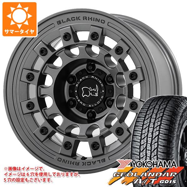【タイヤ交換対象】RAV4 50系用 サマータイヤ ヨコハマ ジオランダー A/T G015 225/65R17 102T アウトラインホワイトレター ブラックライノ フジ 8.0-17 タイヤホイール4本セット
