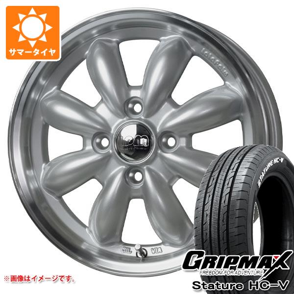 【タイヤ交換対象】ハイゼットカーゴ S320系用 サマータイヤ グリップマックス スタチャー HC-V 145/80R12 80/78Q ホワイトレター ララパーム カップ2 4.0-12 タイヤホイール4本セット