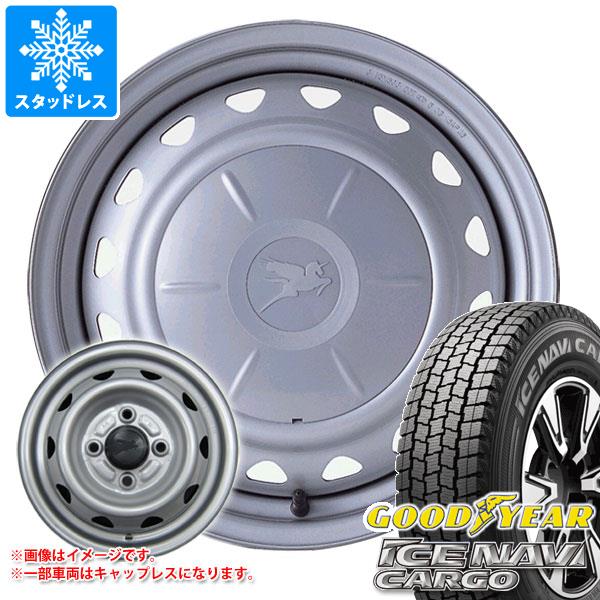 【タイヤ交換対象】スタッドレスタイヤ グッドイヤー アイスナビカーゴ 145/80R12 80/78N (145R12 6PR相当) ＆ キャロウィン 3.5-12 タイヤホイール4本セット145/80-12 GOODYEAR ICE NAVI CARGO