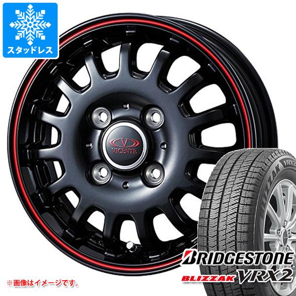 【タイヤ交換対象】エブリイワゴン DA17W用 スタッドレス ブリヂストン ブリザック VRX2 155/70R13 75Q ヴィセンテ04EV タイヤホイール4本セット