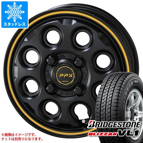 【タイヤ交換対象】ハイゼットトラック S500系用 スタッドレス ブリヂストン ブリザック VL1 155R12 6PR (155/80R12 83/81N相当) PPX ミルエイト タイヤホイール4本セット