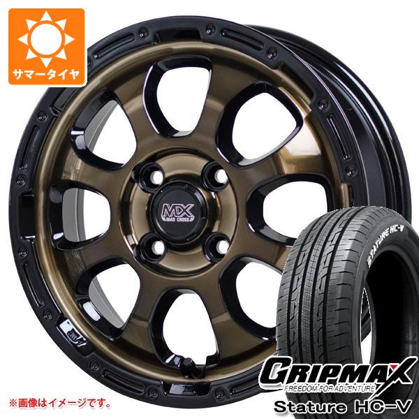 【タイヤ交換対象】ハイゼットカーゴ S320系用 サマータイヤ グリップマックス スタチャー HC-V 145/80R12 80/78Q ホワイトレター マッドクロスグレイス 4.0-12 タイヤホイール4本セット