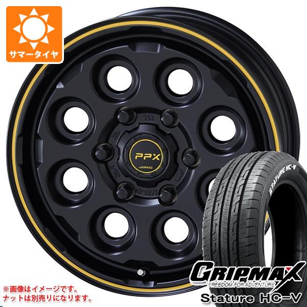 【タイヤ交換対象】ハイエース 200系用 サマータイヤ グリップマックス スタチャー HC-V 215/65R16C 109/107S ホワイトレター PPX ミルエイト 6.5-16 タイヤホイール4本セット