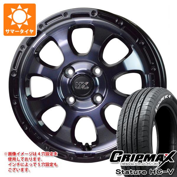 【タイヤ交換対象】ハイゼットカーゴ S320系用 サマータイヤ グリップマックス スタチャー HC-V 145/80R12 80/78Q ホワイトレター マッドクロスグレイス 4.0-12 タイヤホイール4本セット