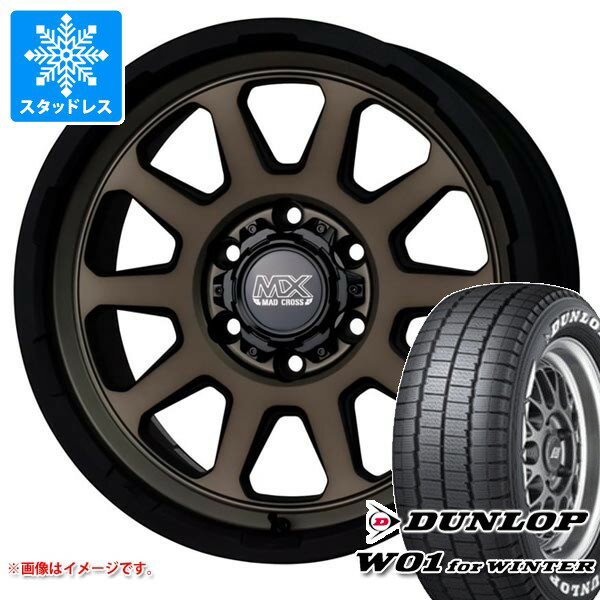 【タイヤ交換対象】トヨタ ハイエース 200系用 スタッドレス ダンロップ W01 for ウィンター 215/65R16C 109/107N ホワイトレター マッドクロスレンジャー タイヤホイール4本セット