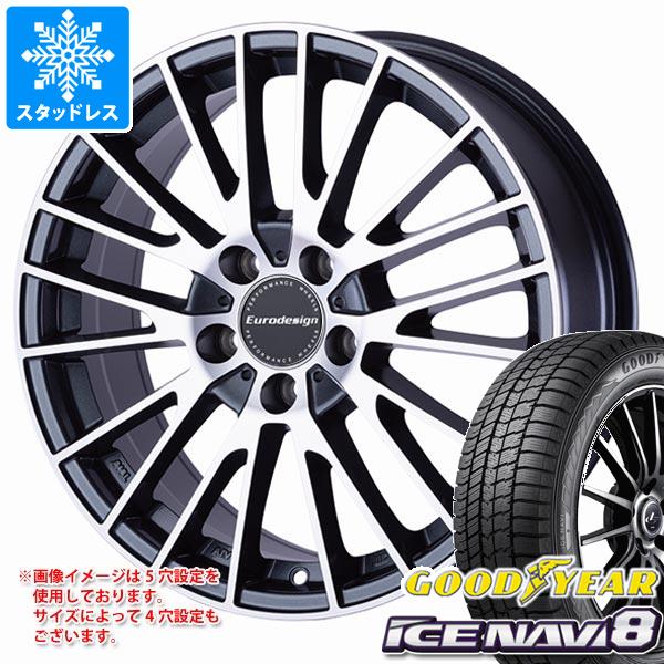 【タイヤ交換対象】プジョー 308 P5系用 スタッドレス グッドイヤー アイスナビ8 225/45R17 91Q ユーロデザイン カルヴァー タイヤホイール4本セット