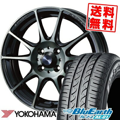 185/55R15 82V YOKOHAMA ヨコハマ BluEarth AE-01 ブルーアース AE01 WedsSport SA-25R ウェッズスポーツ SA-25R サマータイヤホイール4本セット【取付対象】