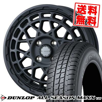 145/80R12 80/78N ダンロップ ALL SEASON MAXX VA1 MUDVANCE X Type M サマータイヤホイール4本セット 【取付対象】