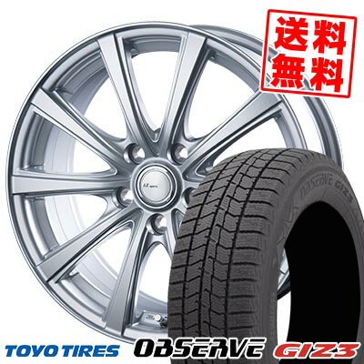 195/65R15 91Q トーヨータイヤ OBSERVE GIZ3 AZ sports NR-10 スタッドレスタイヤホイール4本セット 【取付対象】