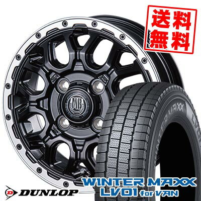 145/80R12 86/84N ダンロップ WINTER MAXX LV01 for VAN MUD BAHN XR-800M スタッドレスタイヤホイール4本セット 【取付対象】