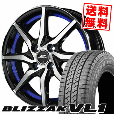 145R12 8PR ブリヂストン BLIZZAK VL-1 SCHNEIDER RX810 スタッドレスタイヤホイール4本セット 【取付対象】