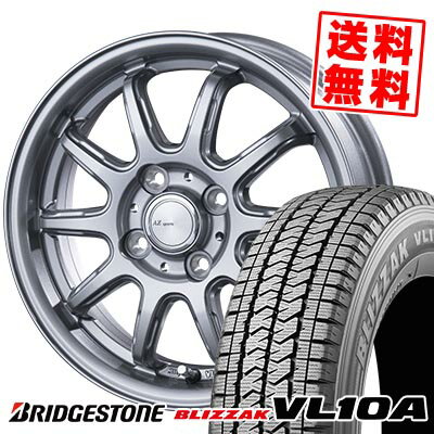 145/80R13 88/86N ブリヂストン BLIZZAK VL10A AZ sports RC-10 スタッドレスタイヤホイール4本セット 【取付対象】