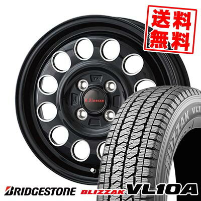 145/80R13 88/86N ブリヂストン BLIZZAK VL10A K.Finesse D12 スタッドレスタイヤホイール4本セット 【取付対象】