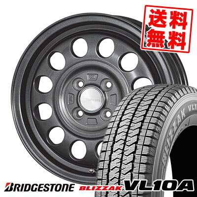 145/80R13 88/86N ブリヂストン BLIZZAK VL10A K.Finesse D12 スタッドレスタイヤホイール4本セット 【取付対象】