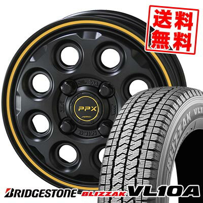 155/80R12 88/87N ブリヂストン BLIZZAK VL10A PPX MIL:8 スタッドレスタイヤホイール4本セット 【取付対象】