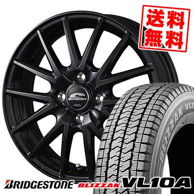 145/80R13 88/86N ブリヂストン BLIZZAK VL10A SCHNEIDER SQ27 スタッドレスタイヤホイール4本セット 【取付対象】
