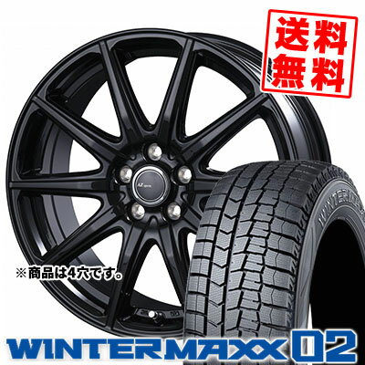 155/65R14 75Q DUNLOP ダンロップ WINTER MAXX 02 WM02 ウインターマックス 02 AZ sports AT-10 AZスポーツ AT-10 スタッドレスタイヤホイール4本セット