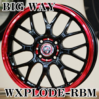 【アルミホイール単品4本価格】【14インチ】【BIGWAY/EXPLODE-RBM】【ビックウェイ/エクスプラウドRBM】【14X4.5J 4穴 PCD：100（RED)】【軽自動車全般】【ウェイク/DAYZ/N-BOX/N-WGN/ハスラー】表示は4本価格です