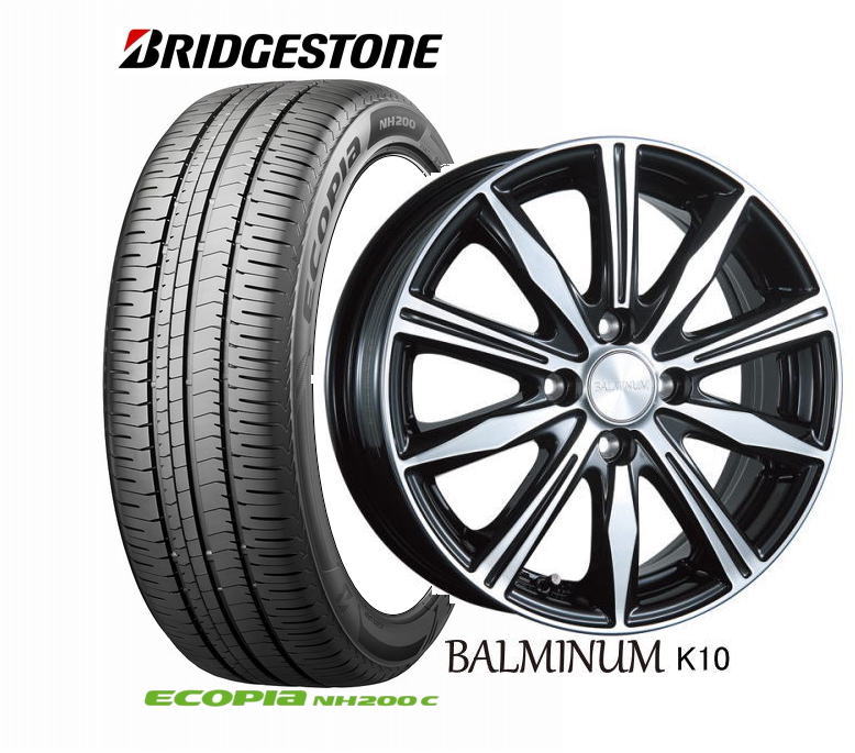 【165/55R15】【15インチ】【BRIDGESTONE ECOPIA NH200C】【ブリヂストン　エコピアNH200C】【バルミナ　K10】【15X4.5J　4穴　PCD：100】【デイズ N-BOX スペーシア アルト】