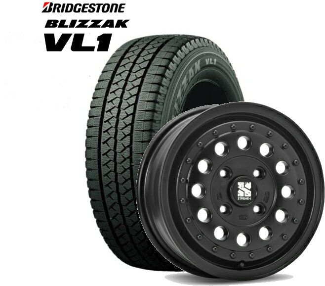 【アルミ付スタッドレス4本セット】【14インチ】【MLJ　エクストリームJ　ラギッド】14X5.0　5穴　PCD：100 155/80R14　88/86N　LT　ブリヂストンブリザックVL1