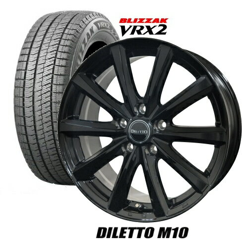 【185/65R15】【15インチ】【BRIDGESTONE BLIZZAK VRX2】【ブリヂストン　ブリザック　VRX2】【コスミック　ディレットM10ブラック】【15X6.0J　5穴　PCD：100】【新型シエンタ（2022.08~）】