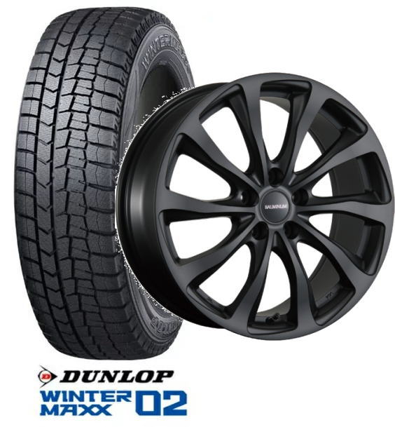 【185/65R15】【15インチ】【DUNLOP　WINTER　MAX02】【ダンロップ　ウィンターマックスWM02】【ブリヂストン　バルミナTR10】【マットブラックMB】【15X6.0　5穴　PCD：100】【新型シエンタ】