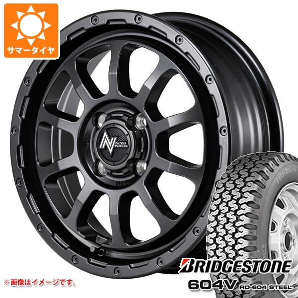 【タイヤ交換対象】キャリイ DA16T用 サマータイヤ ブリヂストン 604V RD-604 スチール 165R14 6PR (165/80R14 91/90N相当) ナイトロパワー M10 パーシング バレルブラックエディション 4.5-14 タイヤホイール4本セット
