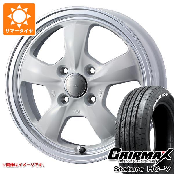 【タイヤ交換対象】ハイゼットカーゴ S320系用 サマータイヤ グリップマックス スタチャー HC-V 145/80R12 80/78Q ホワイトレター グラフト 5S 4.0-12 タイヤホイール4本セット