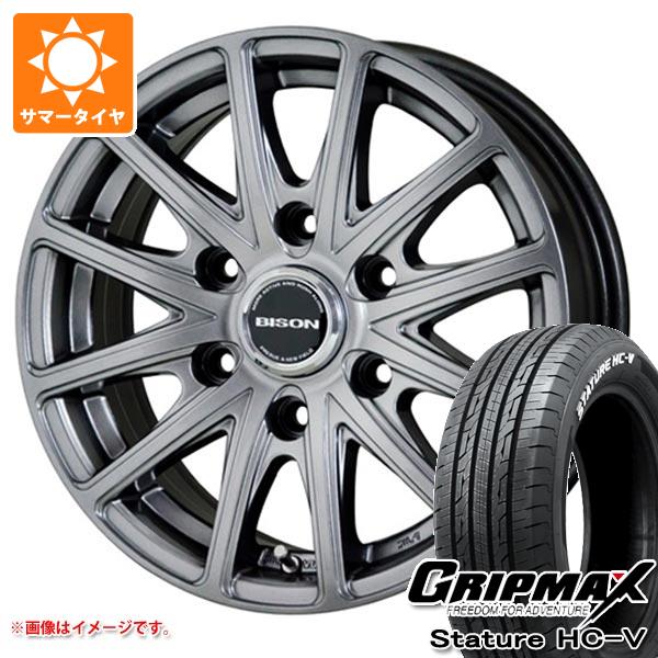 【タイヤ交換対象】NV350キャラバン E26用 サマータイヤ グリップマックス スタチャー HC-V 195/80R15LT 107/105Q ホワイトレター バイソン BN-01 6.0-15 タイヤホイール4本セット