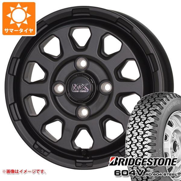 【タイヤ交換対象】キャリイ DA16T用 サマータイヤ ブリヂストン 604V RD-604 スチール 155R12 6PR (155/80R12 83/81N相当) マッドクロスレンジャー 4.0-12 タイヤホイール4本セット