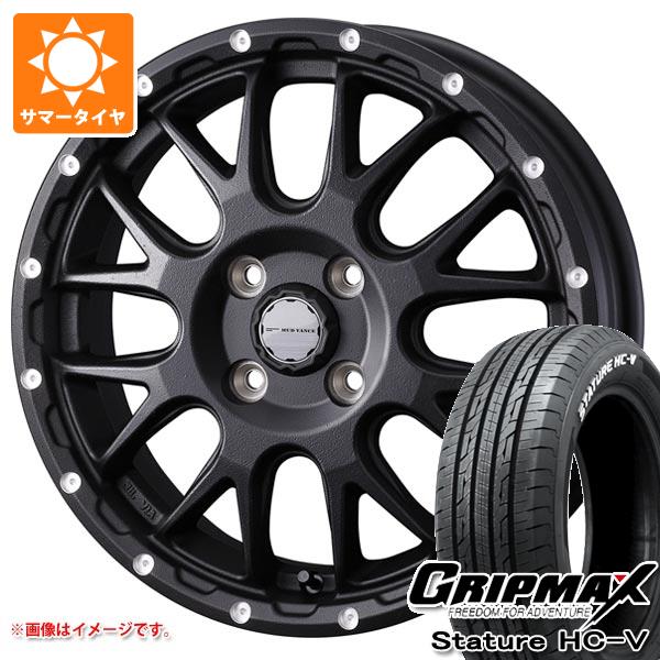 【タイヤ交換対象】ハイゼットカーゴ S320系用 サマータイヤ グリップマックス スタチャー HC-V 145/80R12 80/78Q ホワイトレター マッドヴァンス08 4.0-12 タイヤホイール4本セット
