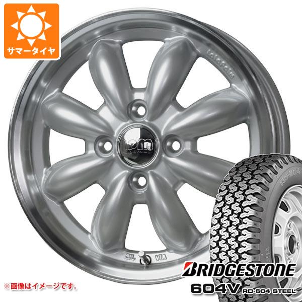【タイヤ交換対象】キャリイ DA16T用 サマータイヤ ブリヂストン 604V RD-604 スチール 155R12 6PR (155/80R12 83/81N相当) ララパーム カップ2 4.0-12 タイヤホイール4本セット