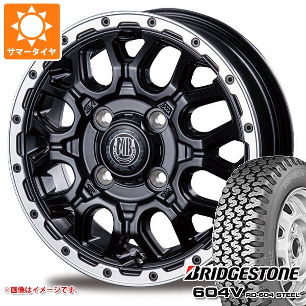 【タイヤ交換対象】キャリイ DA16T用 サマータイヤ ブリヂストン 604V RD-604 スチール 155R12 6PR (155/80R12 83/81N相当) インターミラノ マッドバーン XR-800M 4.0-12 タイヤホイール4本セット
