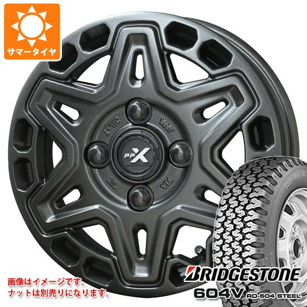 【タイヤ交換対象】ダイハツ アトレーワゴン S300系用 サマータイヤ ブリヂストン 604V RD-604 スチール 165R14 6PR PPX MK6 4.5-14 タイヤホイール4本セット