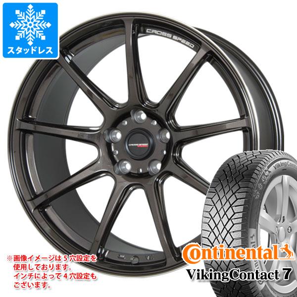 【タイヤ交換対象】スタッドレスタイヤ コンチネンタル バイキングコンタクト7 225/55R18 102T XL ＆ クロススピード ハイパーエディション RS9 7.5-18 タイヤホイール4本セット225/55-18 CONTINENTAL VikingContact 7