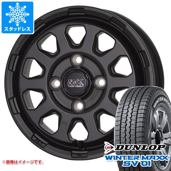 【タイヤ交換対象】キャリイ DA16T用 スタッドレス ダンロップ ウインターマックス SV01 145R12 6PR (145/80R12 80/78N相当) マッドクロスレンジャー タイヤホイール4本セット