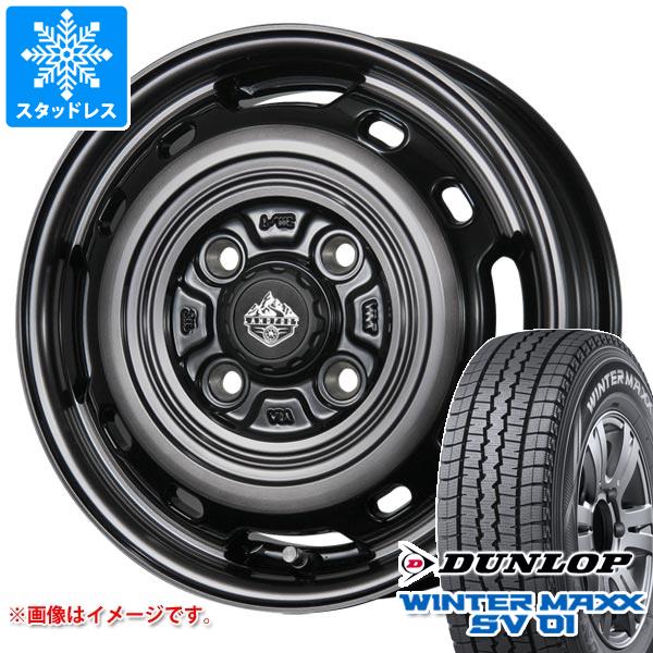 【タイヤ交換対象】キャリイ DA16T用 スタッドレス ダンロップ ウインターマックス SV01 145R12 8PR (145/80R12 86/84N相当) ランドフット XFG タイヤホイール4本セット