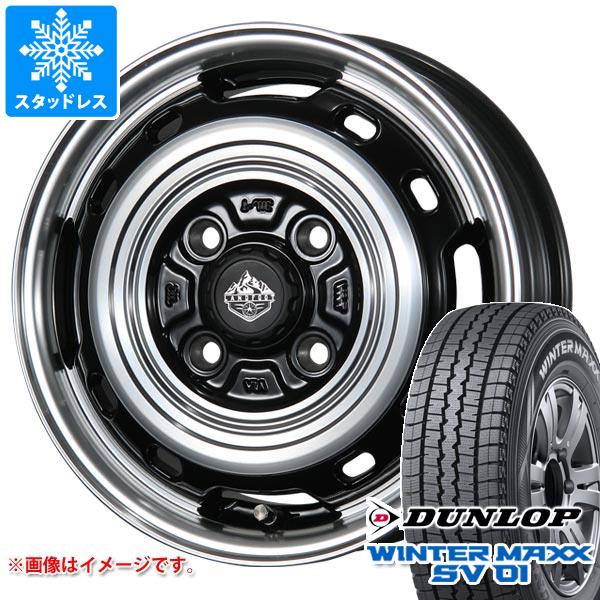 【タイヤ交換対象】キャリイ DA16T用 スタッドレス ダンロップ ウインターマックス SV01 145R12 8PR (145/80R12 86/84N相当) ランドフット XFG タイヤホイール4本セット